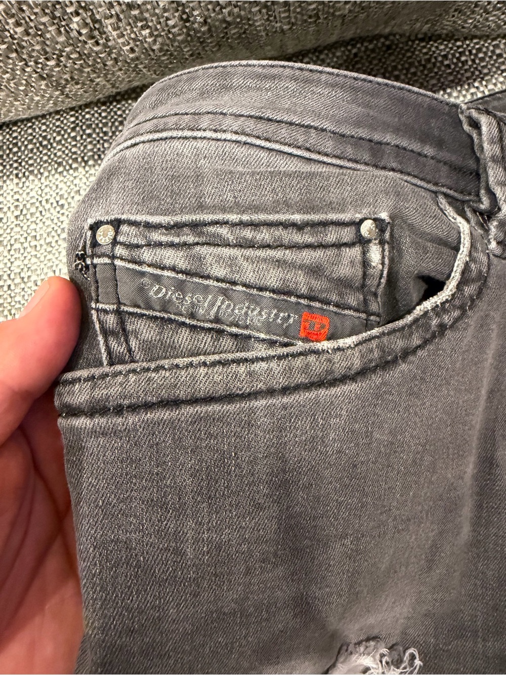 Diesel Men's Black/Grey Skinny Distressed Jeans - Picture 2 of 9